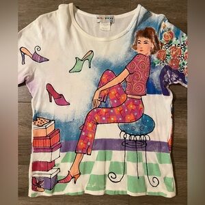 VINTAGE Kolorway USA Hand Painted 3/4 Sleeve Shirt fashion shoes girl